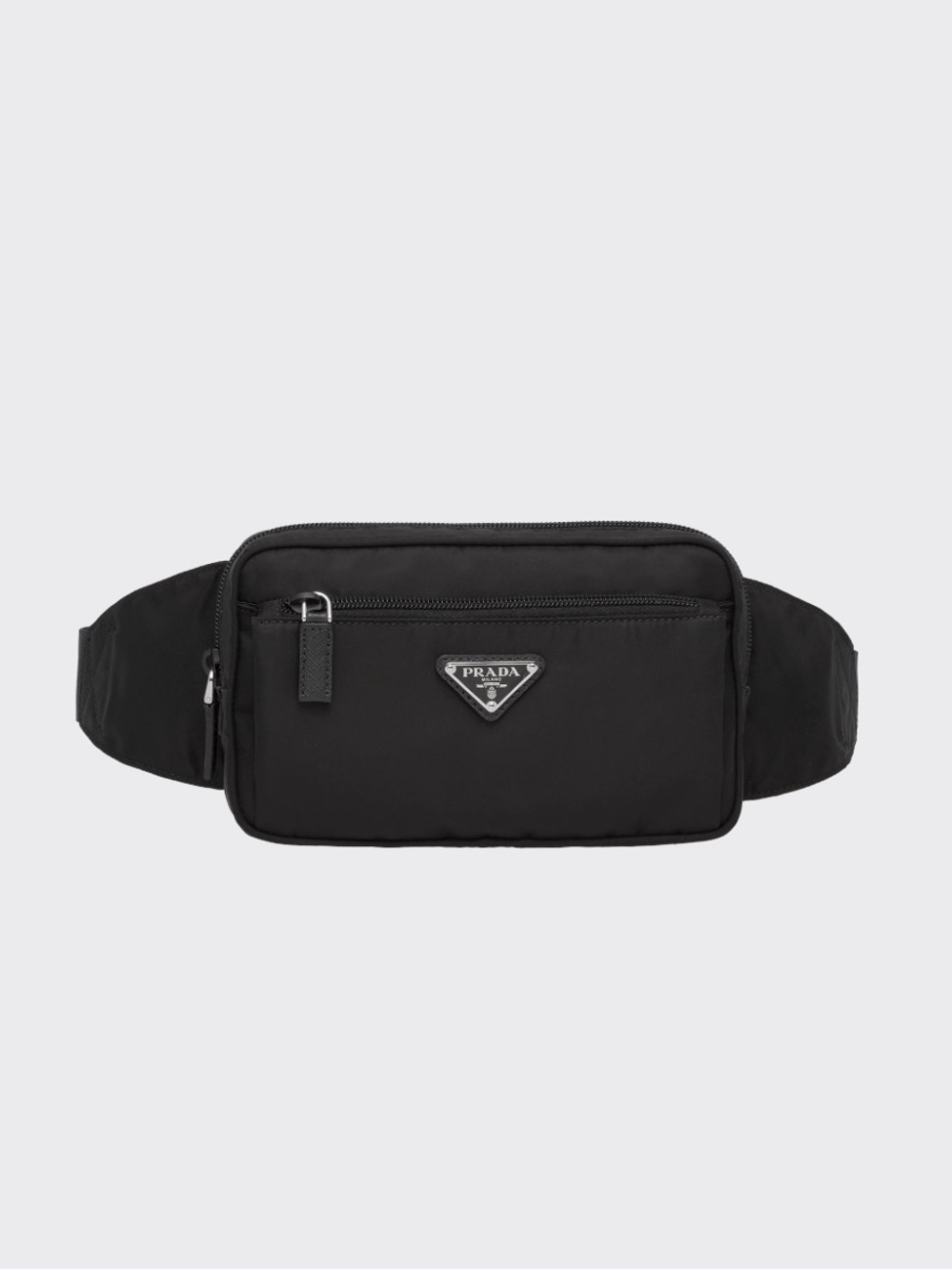 Prada Black Nylon Waist Bag with Logo Plaque